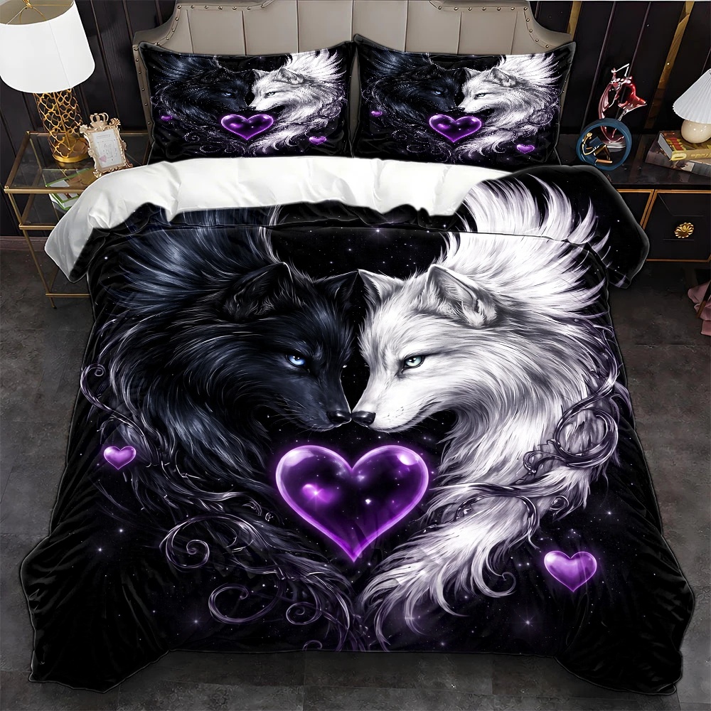 Duvet Cover Sets With Zipper - 3 Parça Çok Satan Siyah Beyaz