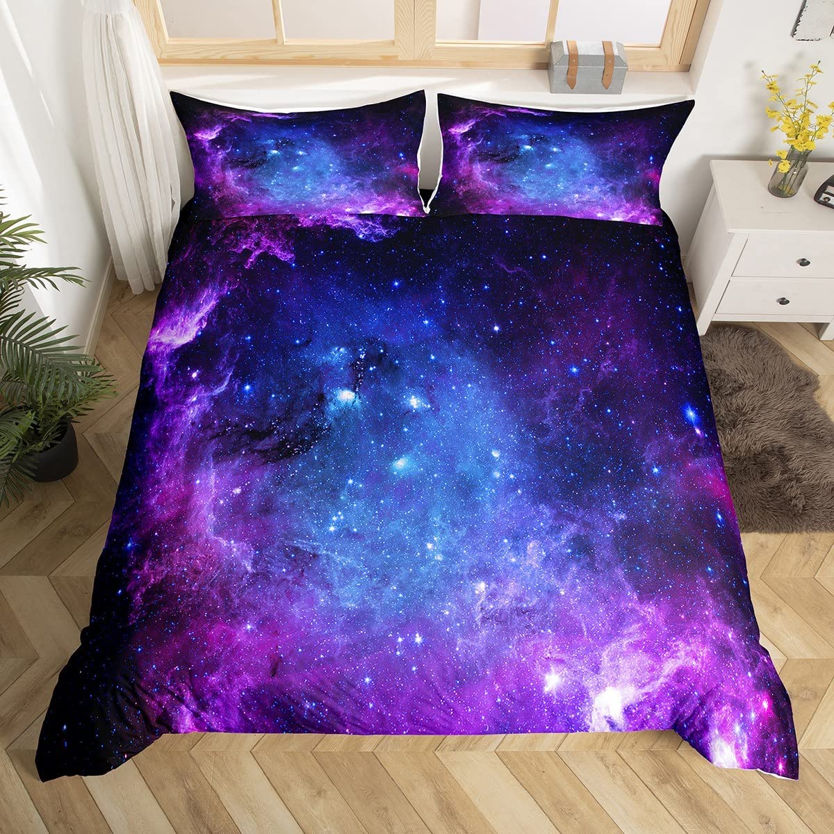 Duvet Cover Sets With Zipper - Genç çocuklar için Galaxy nevresim Set
