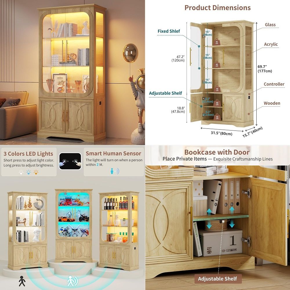 Storage & Organization - Cam Kapılı ve Depolama Raflı Vitrin,