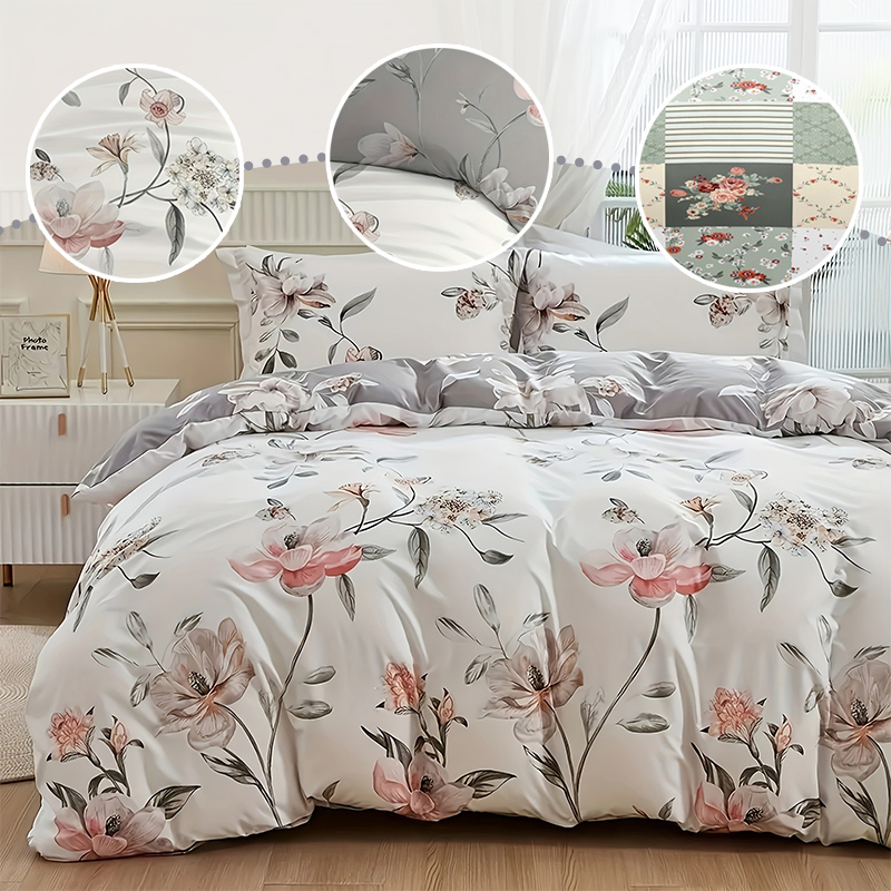 Aesthetic Floral Duvet Cover - 2/3 adet yeşil çiçekli nevresim takımı
