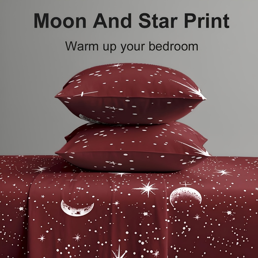 Fitted Bed Sheets Deep Pocket - 4 Parça Kırmızı Ay ve Yıldız