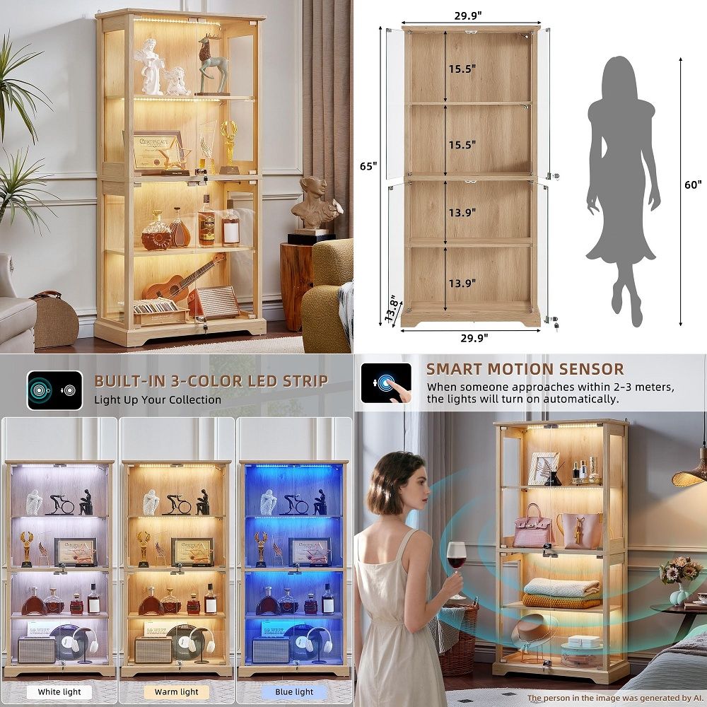 Lighting - Çiftlik Evi Tipi Camlı Vitrin Dolabı,