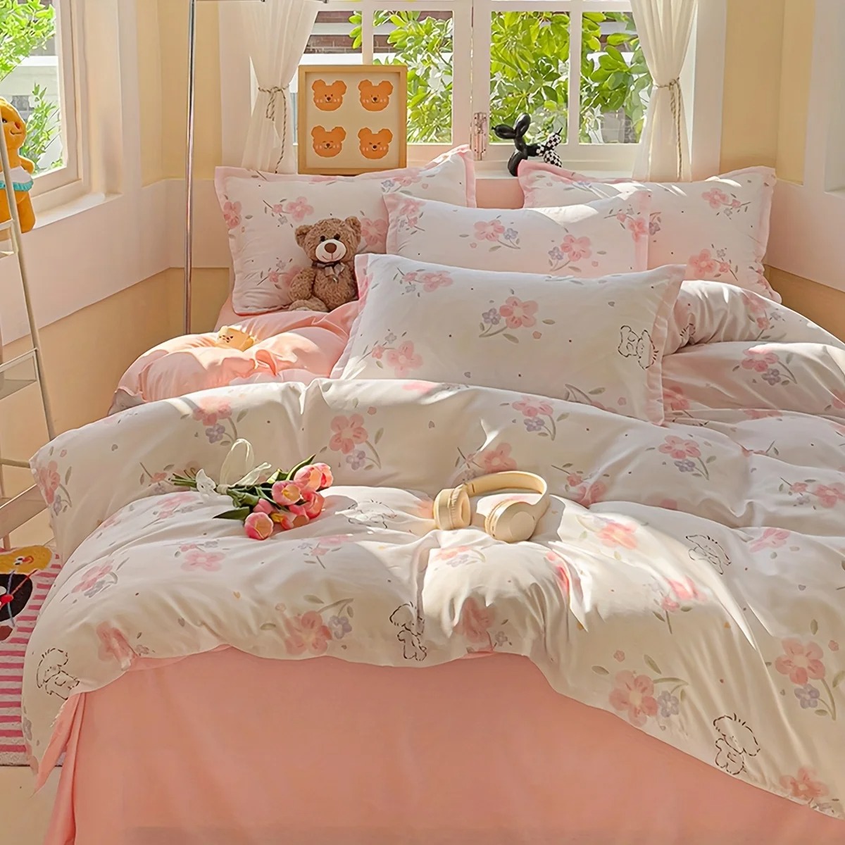 4 Parça Yumuşak Sade Çiçek Des - Duvet Cover Sets With Zipper incelemesi ve fiyatı