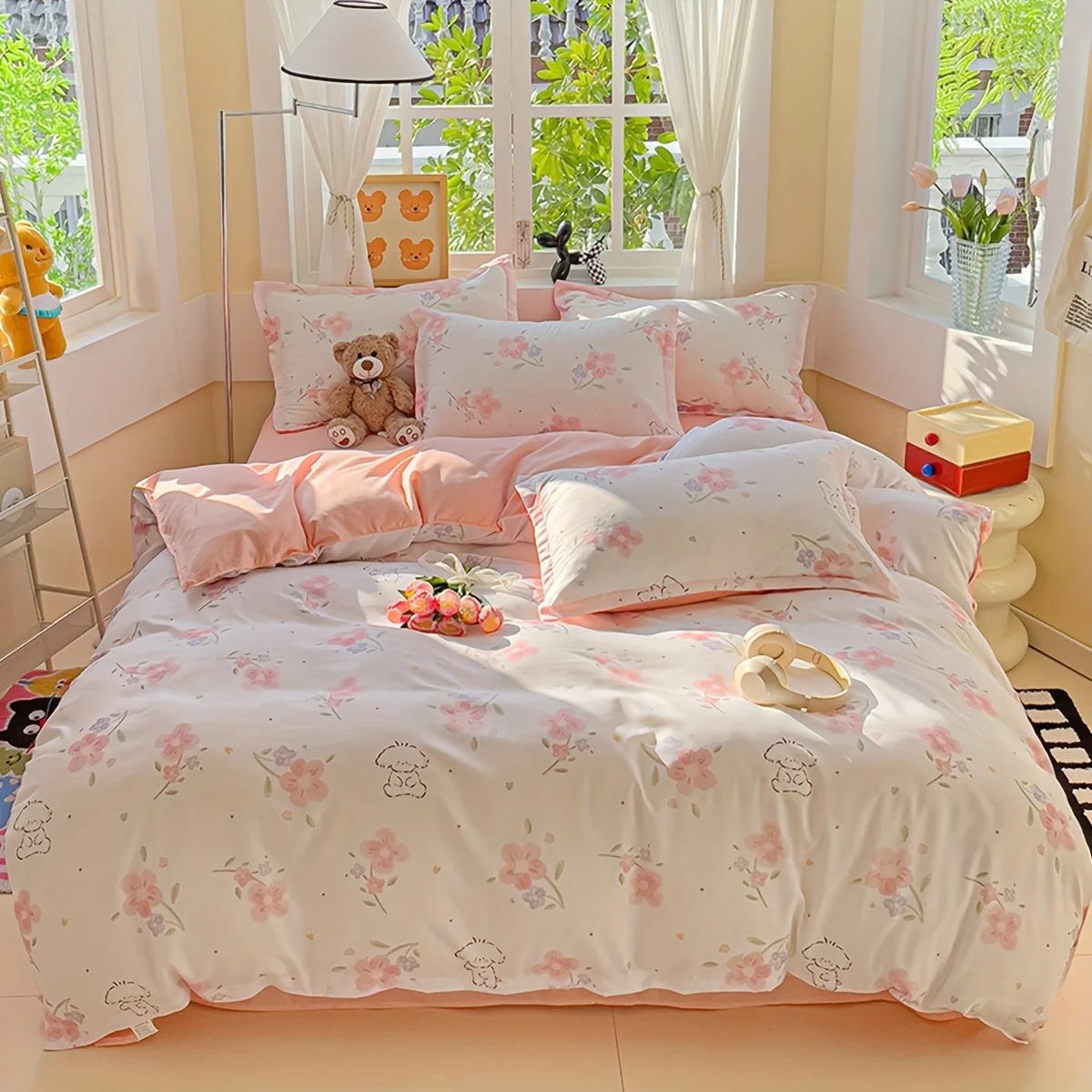 4 Parça Yumuşak Sade Çiçek Des - Duvet Cover Sets With Zipper incelemesi ve fiyatı