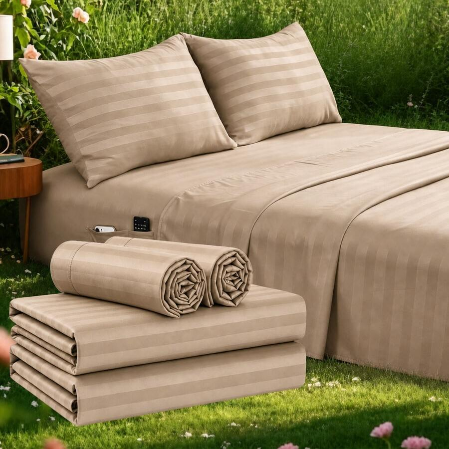 Çizgili Serinletici Çarşaf Set - Fitted Bed Sheets Deep Pocket incelemesi ve fiyatı