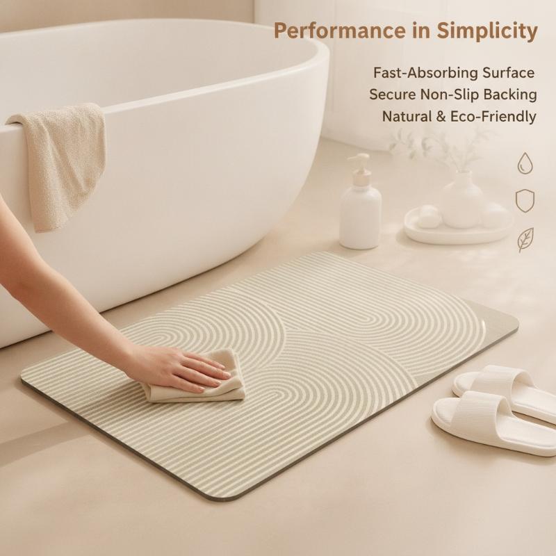 Bej Çizgili Diatomit Banyo Pas - Quick Dry Diatomite Bath Mat incelemesi ve fiyatı