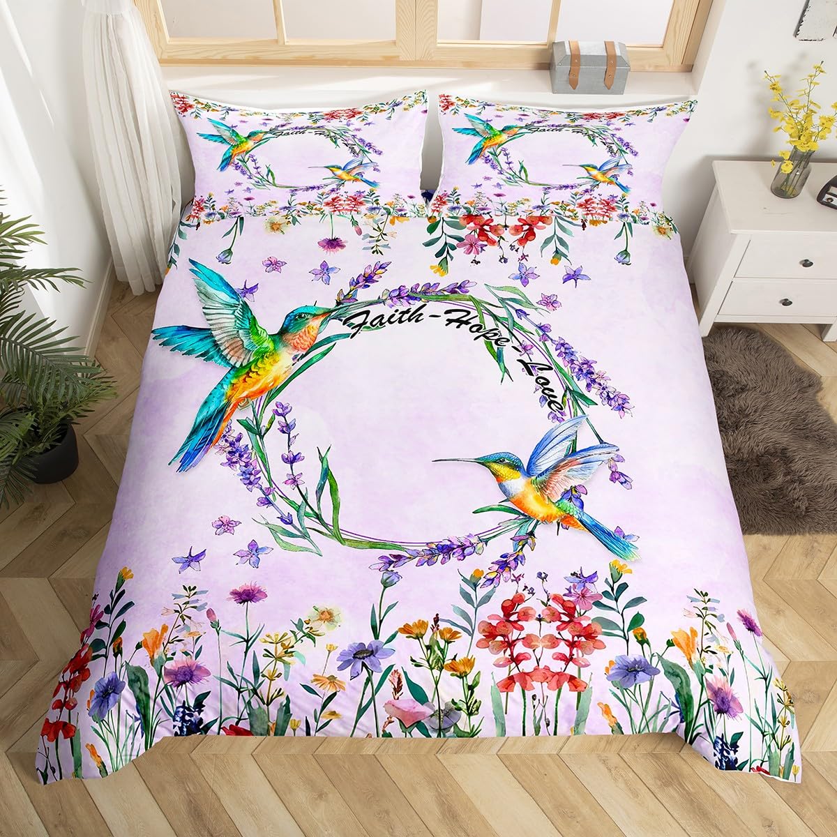 Hummingbird Bedding Set Luxury - Aesthetic Floral Duvet Cover incelemesi ve fiyatı