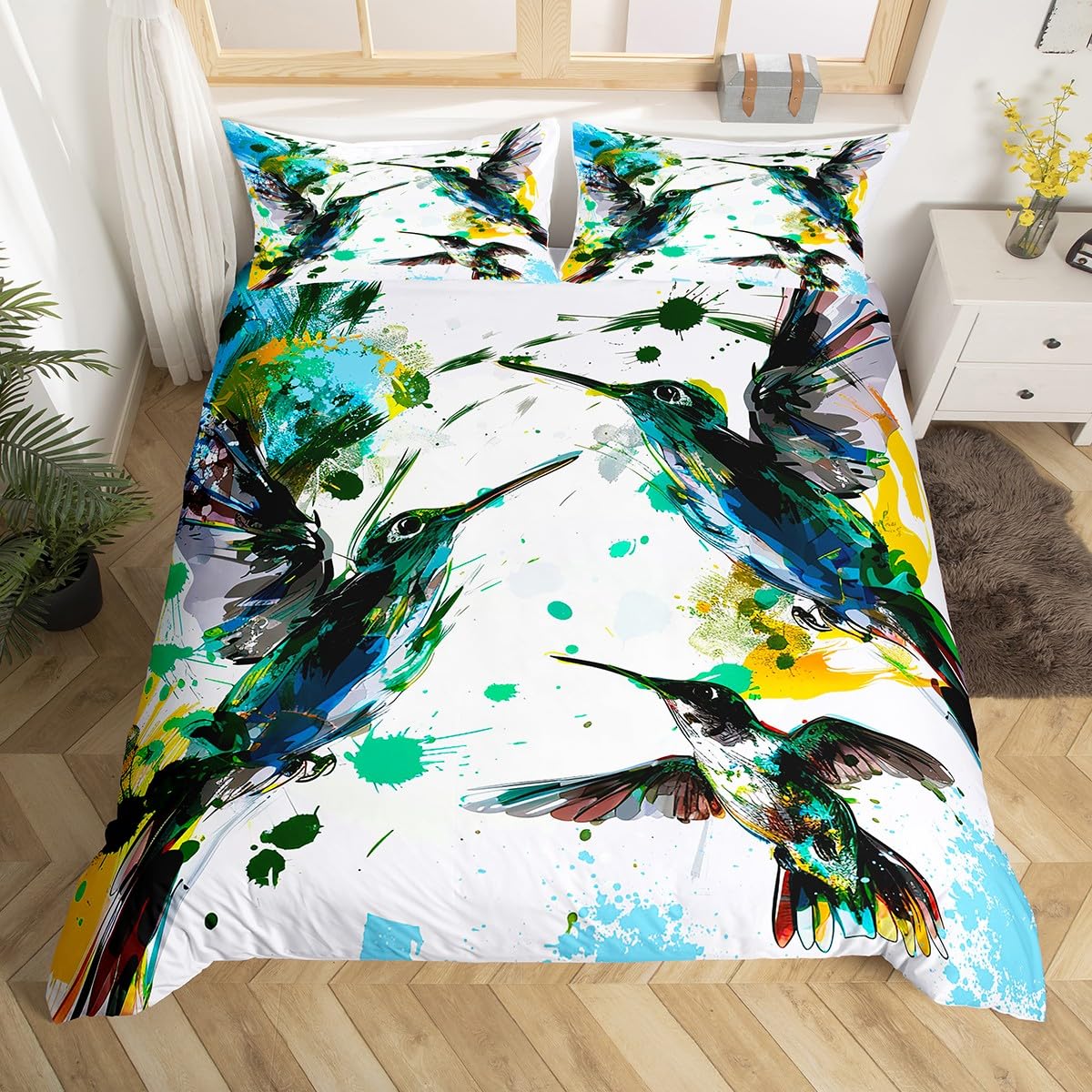 Hummingbird Bedding Set Luxury - Aesthetic Floral Duvet Cover incelemesi ve fiyatı