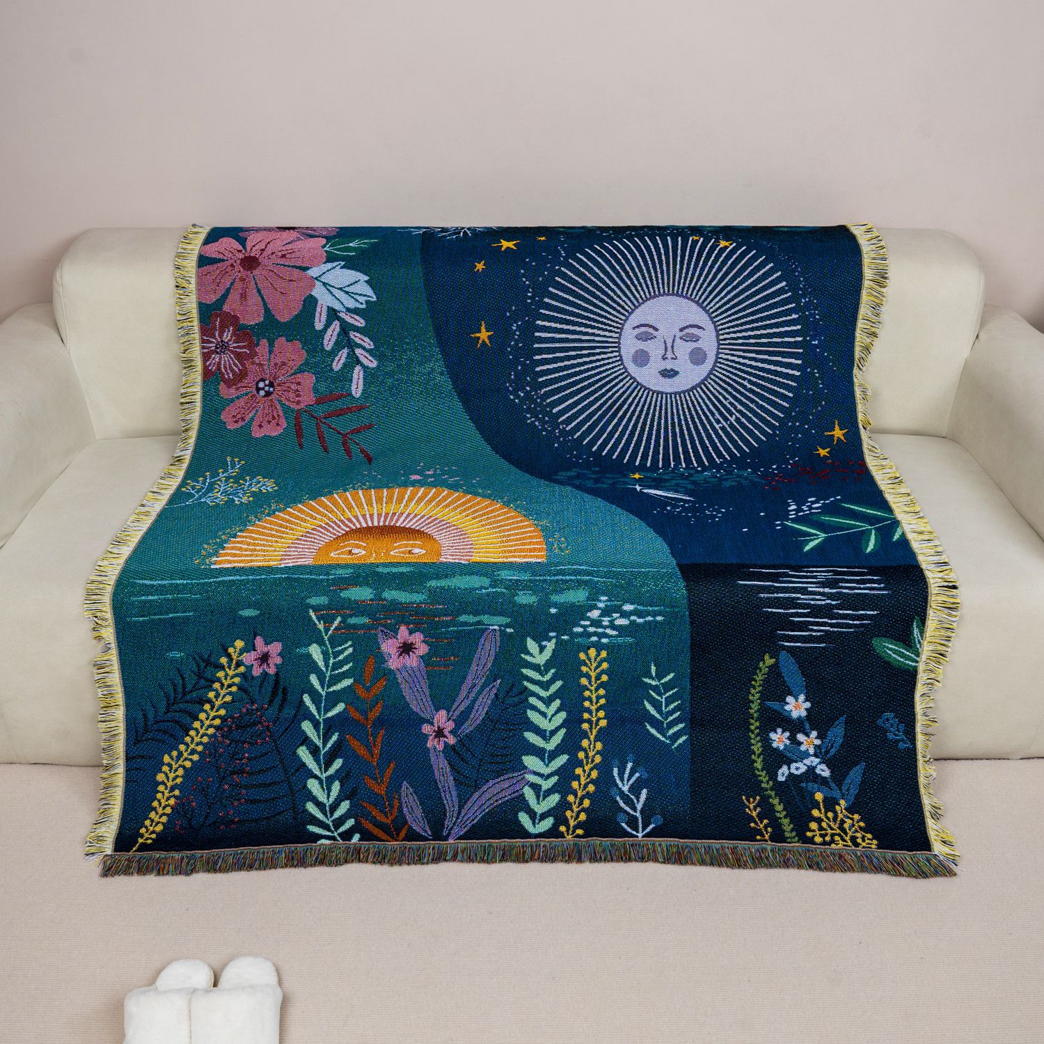 Göksel Güneş Ay Dokuma Goblen  - Boho Throw Blanket Fringe incelemesi ve fiyatı