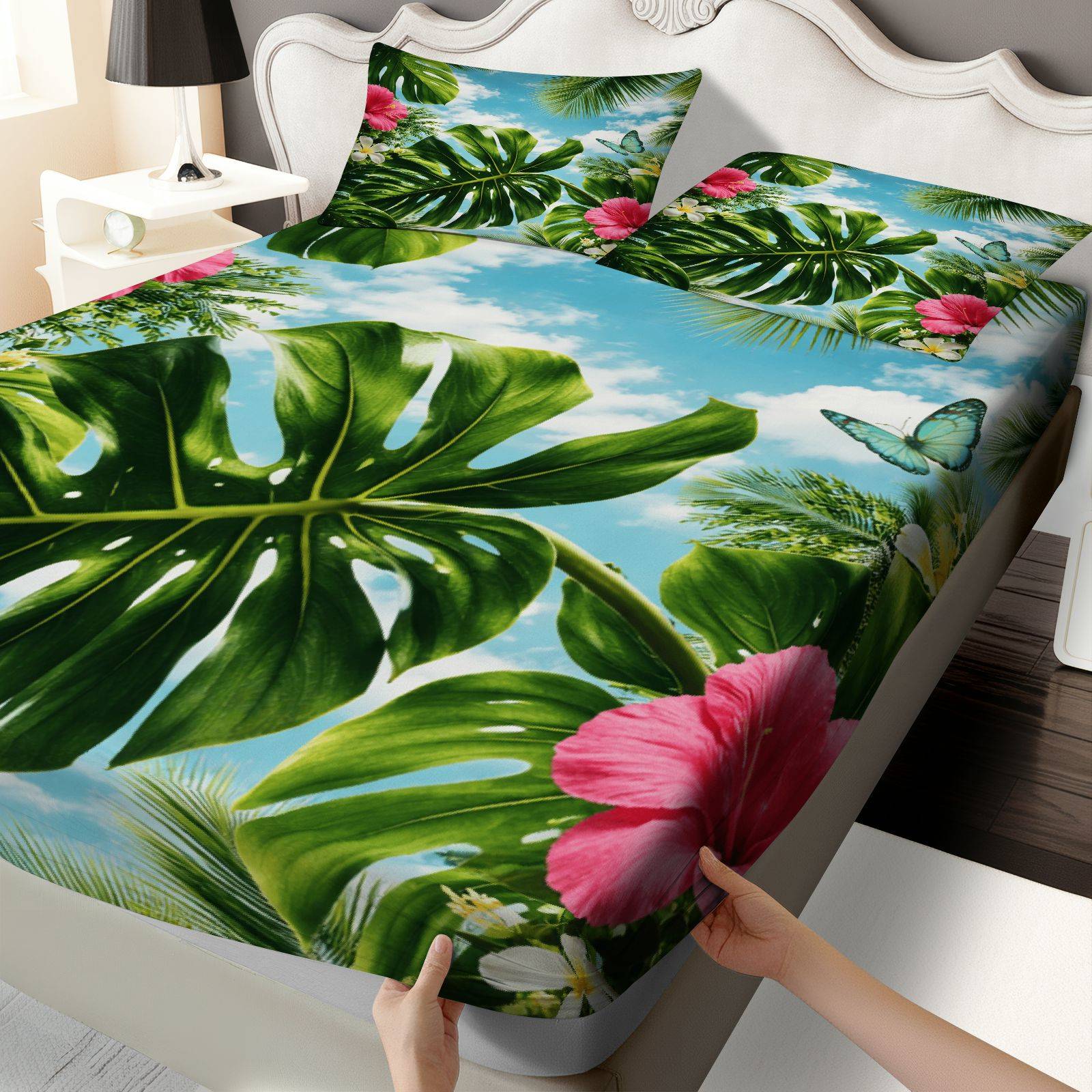 Tropikal Hibiscus Yatak Örtüsü - Fitted Bed Sheets Deep Pocket incelemesi ve fiyatı