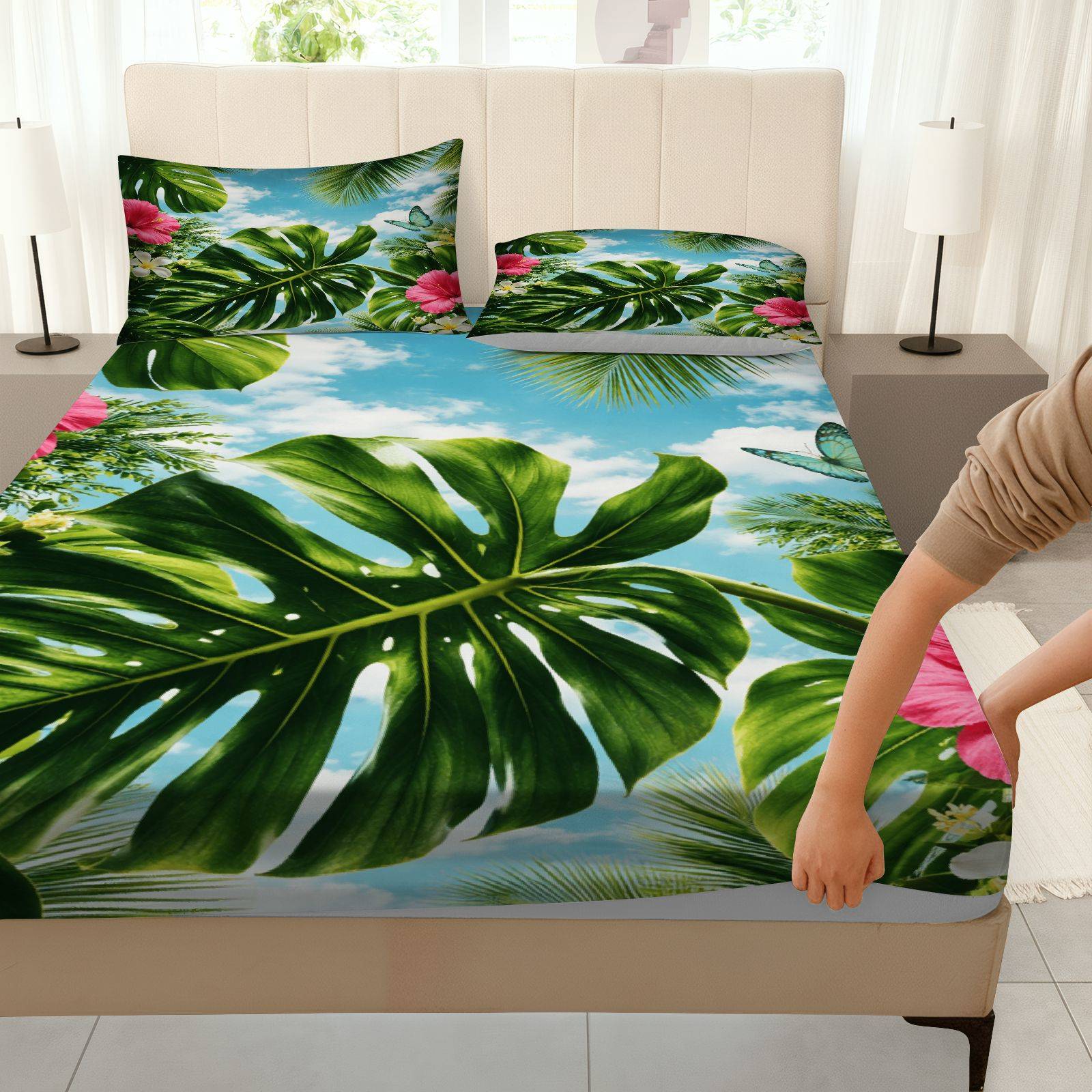 Tropikal Hibiscus Yatak Örtüsü - Fitted Bed Sheets Deep Pocket incelemesi ve fiyatı