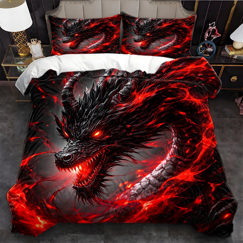 3 Parçalı Koyu Ejderha Desenli - Duvet Cover Sets With Zipper incelemesi ve fiyatı