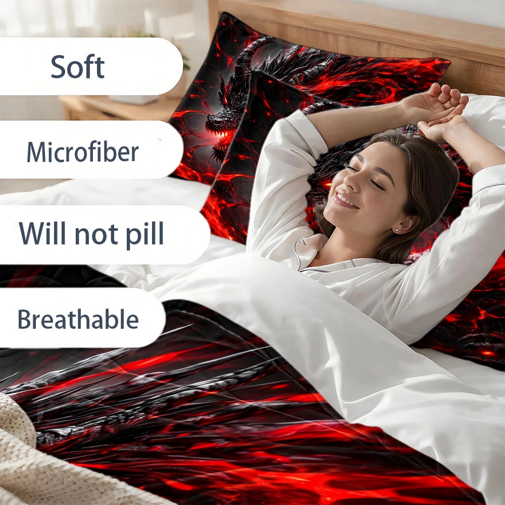 3 Parçalı Koyu Ejderha Desenli - Duvet Cover Sets With Zipper incelemesi ve fiyatı