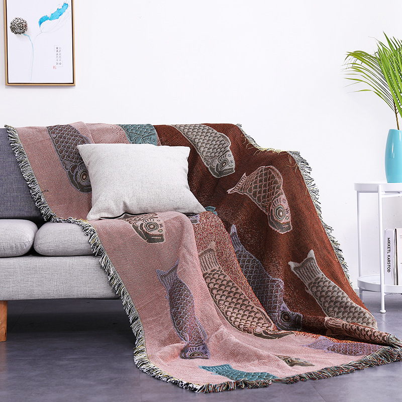 Koi Balığı Jakarlı Dokuma Batt - Boho Throw Blanket Fringe incelemesi ve fiyatı