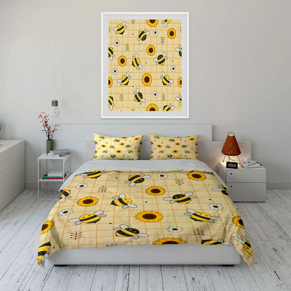 Sevimli arılar ve ayçiçekleri  - Duvet Cover Sets With Zipper incelemesi ve fiyatı
