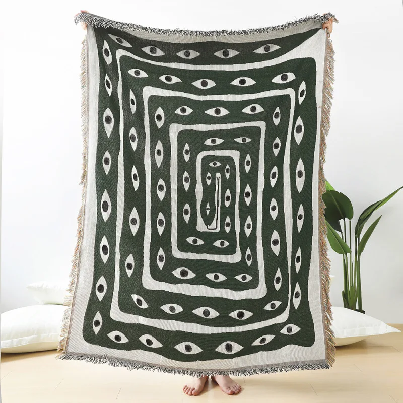 Yeşil Beyaz Nazar Boncuklu Jak - Boho Throw Blanket Fringe incelemesi ve fiyatı