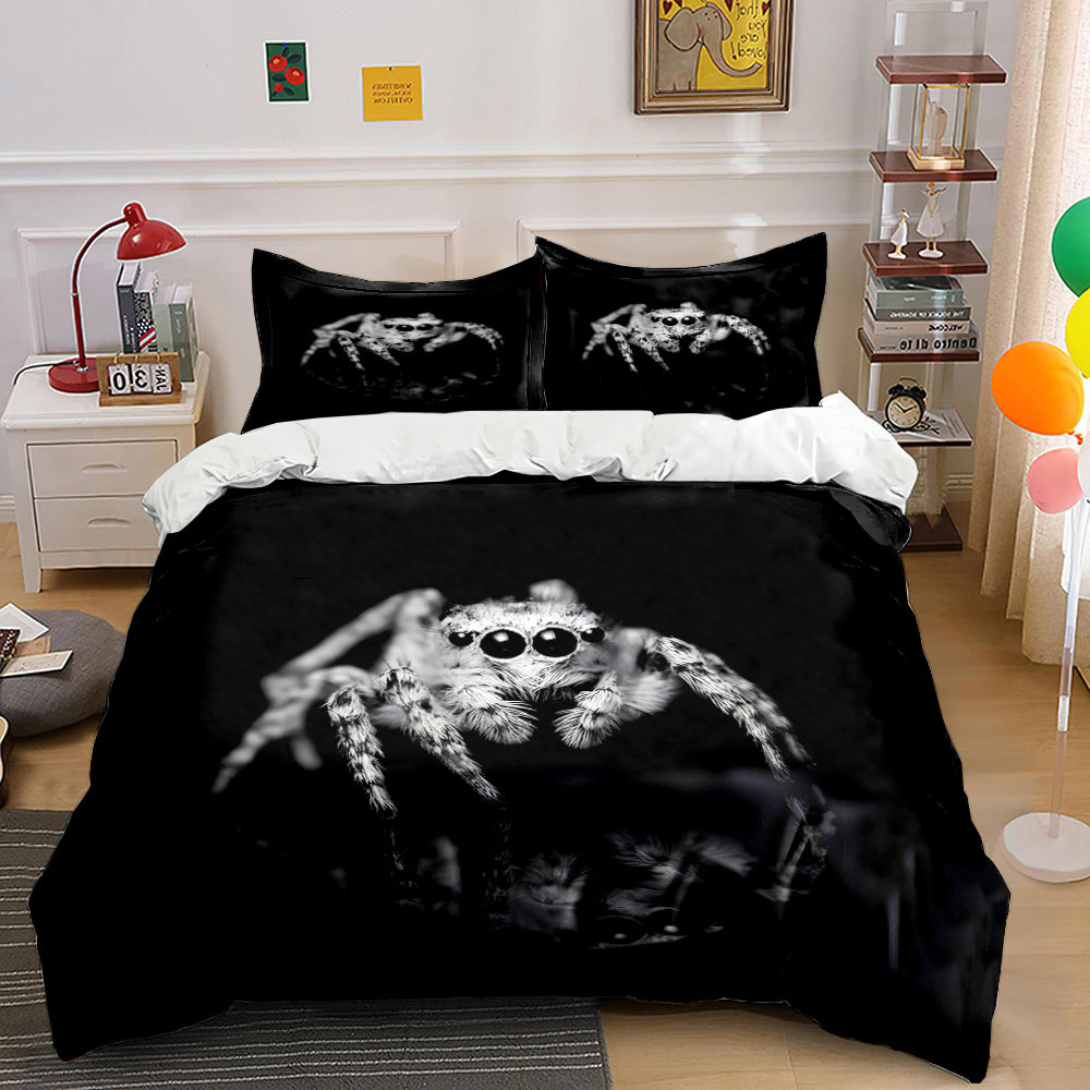 Jumping Spider Siyah Beyaz Koy - Duvet Cover Sets With Zipper incelemesi ve fiyatı